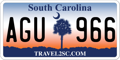 SC license plate AGU966