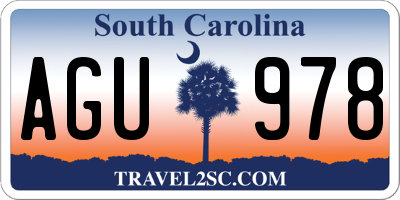 SC license plate AGU978