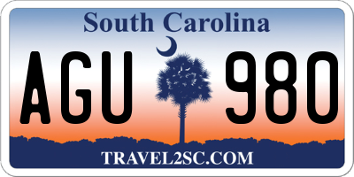 SC license plate AGU980
