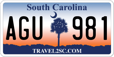 SC license plate AGU981