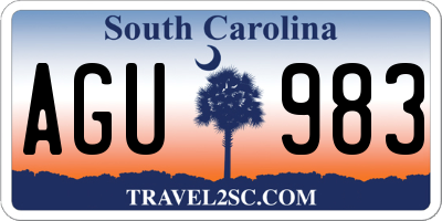 SC license plate AGU983