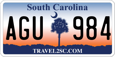 SC license plate AGU984