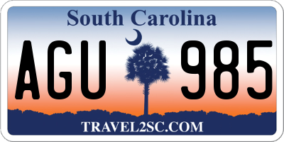 SC license plate AGU985