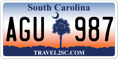 SC license plate AGU987