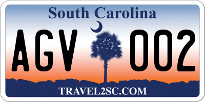 SC license plate AGV002