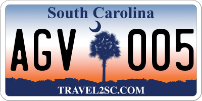 SC license plate AGV005