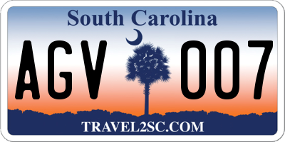 SC license plate AGV007