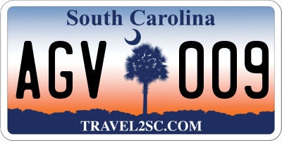 SC license plate AGV009