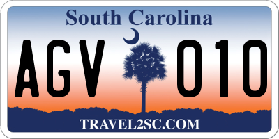 SC license plate AGV010