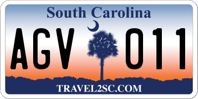 SC license plate AGV011