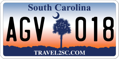 SC license plate AGV018