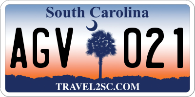 SC license plate AGV021