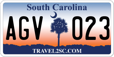 SC license plate AGV023