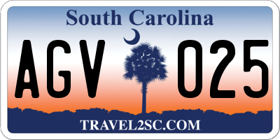 SC license plate AGV025