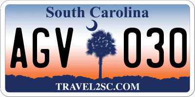 SC license plate AGV030