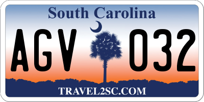 SC license plate AGV032