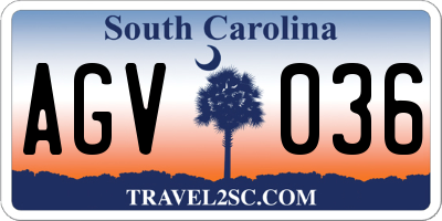 SC license plate AGV036