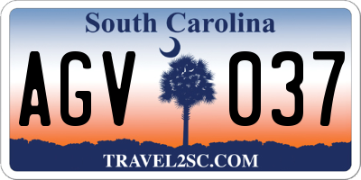 SC license plate AGV037