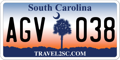SC license plate AGV038