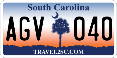 SC license plate AGV040