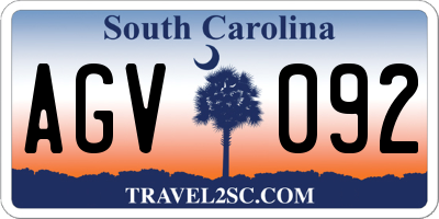 SC license plate AGV092