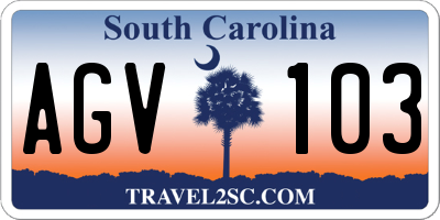 SC license plate AGV103