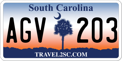 SC license plate AGV203