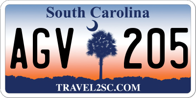 SC license plate AGV205