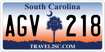 SC license plate AGV218