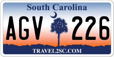 SC license plate AGV226