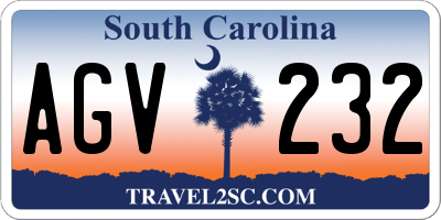 SC license plate AGV232
