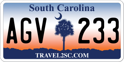 SC license plate AGV233