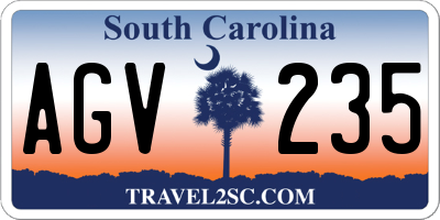 SC license plate AGV235