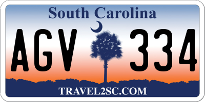 SC license plate AGV334