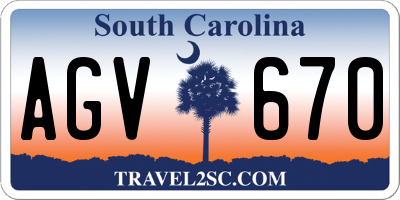 SC license plate AGV670