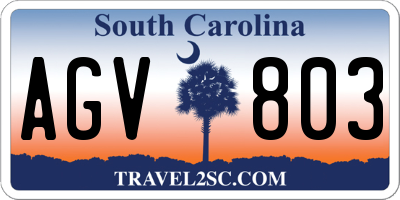 SC license plate AGV803