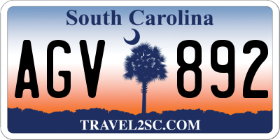 SC license plate AGV892