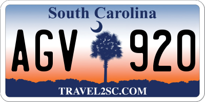 SC license plate AGV920