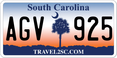 SC license plate AGV925