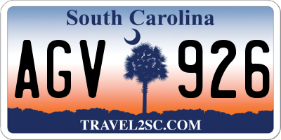 SC license plate AGV926