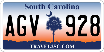 SC license plate AGV928