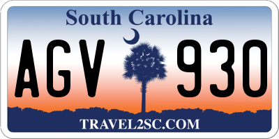 SC license plate AGV930