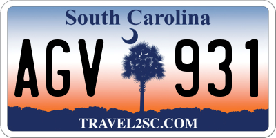 SC license plate AGV931