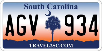 SC license plate AGV934