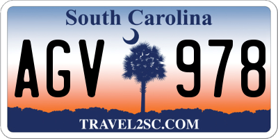 SC license plate AGV978