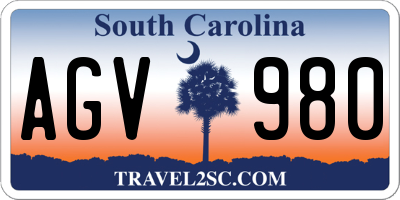 SC license plate AGV980