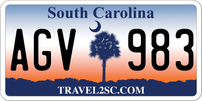 SC license plate AGV983