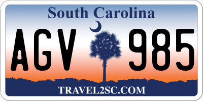 SC license plate AGV985