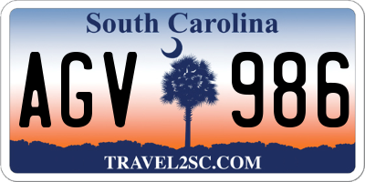 SC license plate AGV986