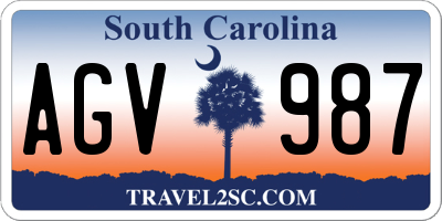 SC license plate AGV987